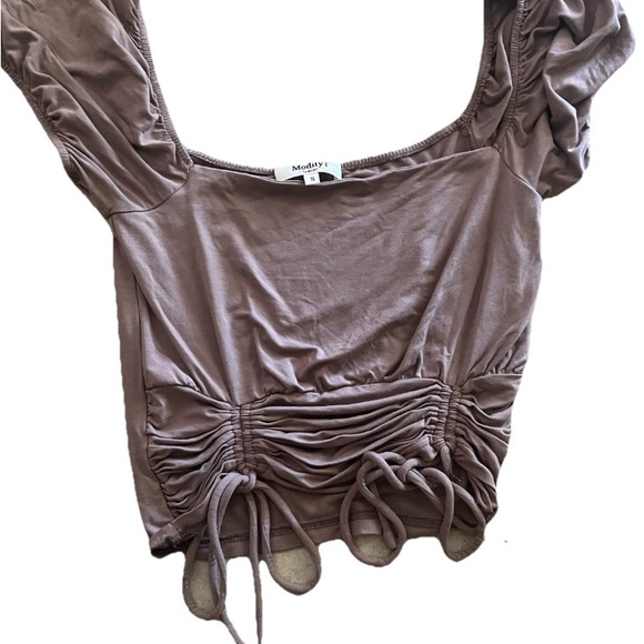 Brown Ruched Blouse - Picture 1 of 2